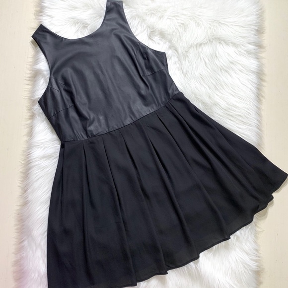 SOLD-Forever 21 Faux Leather Skater Dress - Picture 3 of 8
